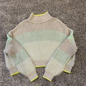 Tricotez Mint and Gray Turtleneck Sweater